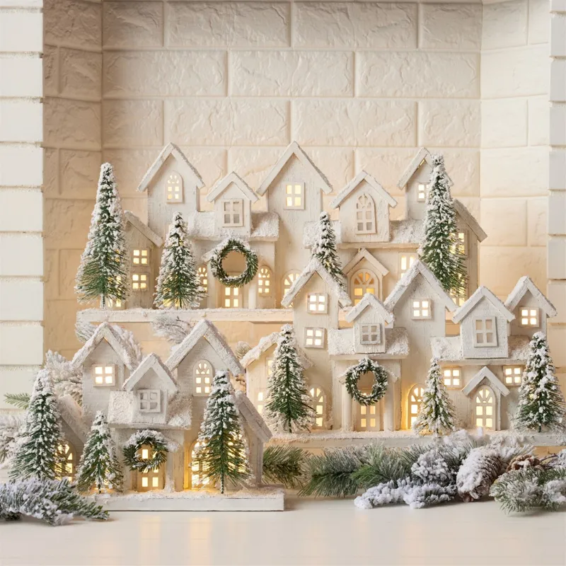 Wooden Snow Led House