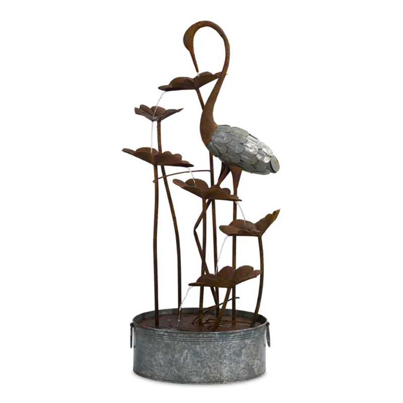 Mtal Crane/Lily Pad Fountain