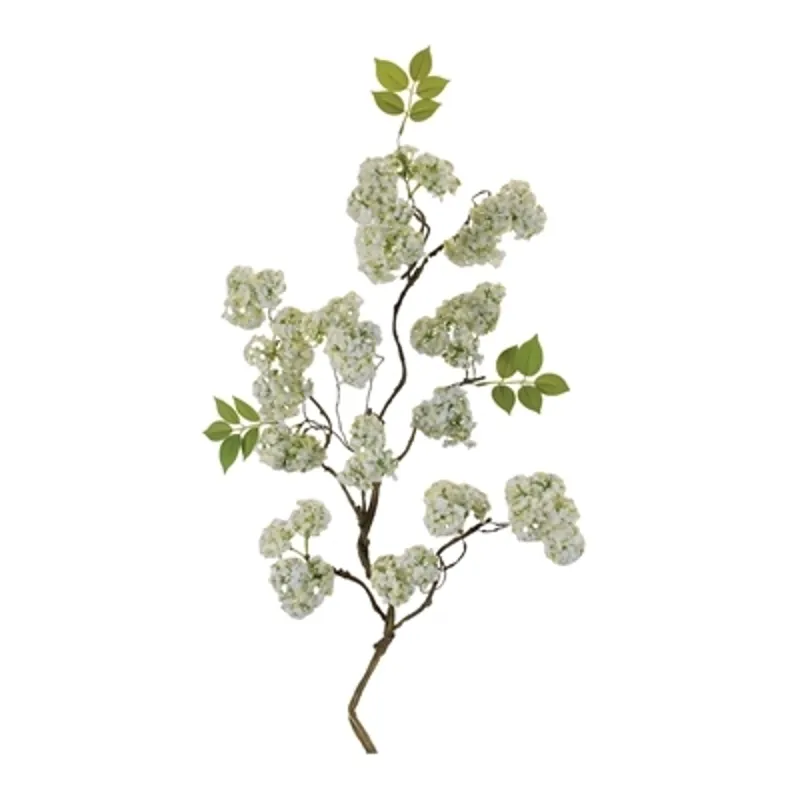 White Floral Stem WITH Leaves