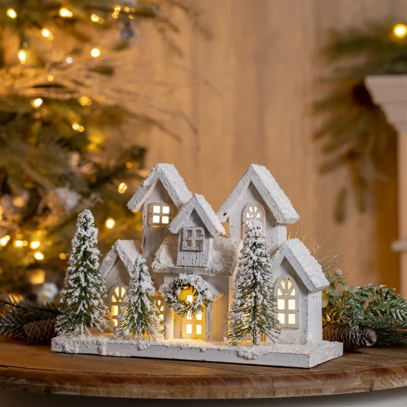 Wooden Snow Led House
