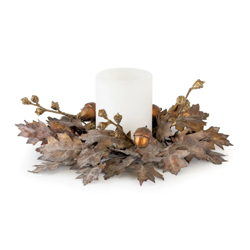 Fall Oak Leaf Acorn Candle Rin