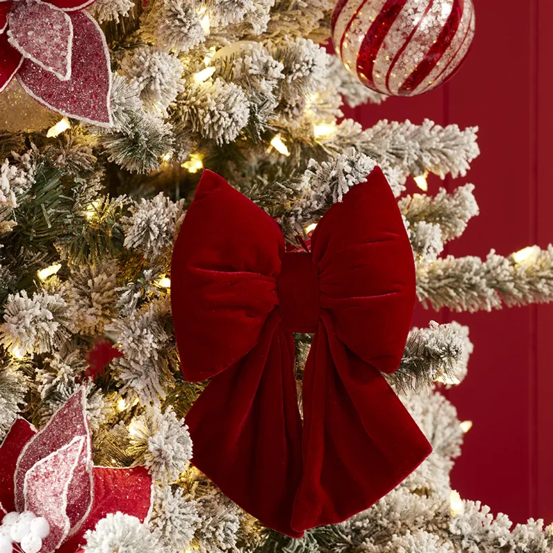 11'' Red Fabric Bow Ornament