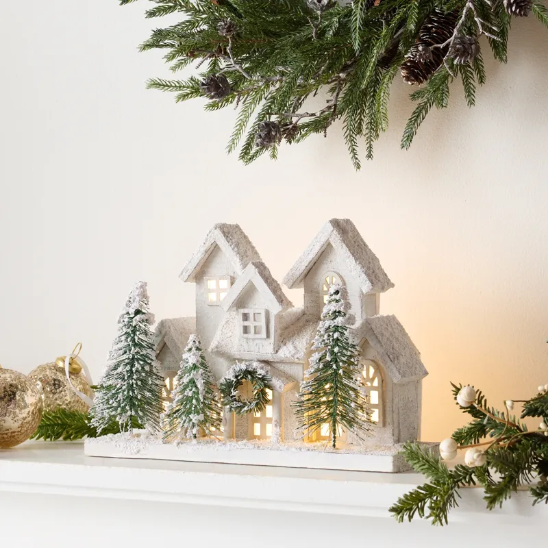 Wooden Snow Led House