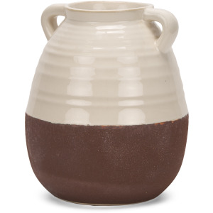 Tryna Large Beige w/ Matte Brown Ceramic Vase