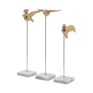 Aya Gold Metal Decorative Birds - Set of 3