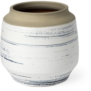 Sonnett Short White/Blue Ceramic Vase