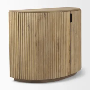 Terra Fluted Light Brown Wood 2-Door Accent Cabinet