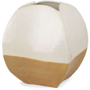 Vania Short Off White w/ Tan Textured Ceramic Vase