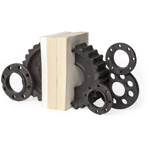 Cogsworth Brown Resin Industrial Gear Bookends - Set of 2