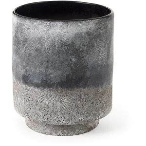 Squally Black/Brown Glass Ombre Textured Vase
