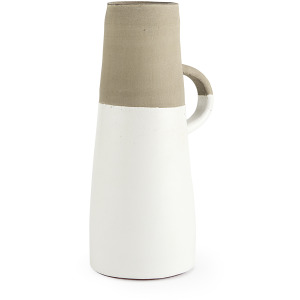 Garand Medium 15H Two-Toned White Natural Ceramic Jug