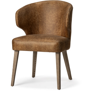 Niles Brown Faux Leather Seat W/Brown Wooden Legs Wingback Dining Chair