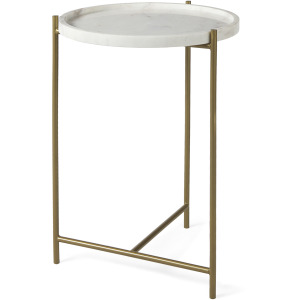Stella White Round Marble Top w/Gold Base Accent Table