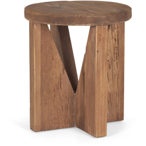 Tahlia Round Natural Brown Wood w/ Angled Legs Stool