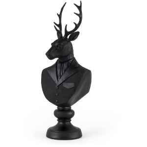 Mozart Black Painted Resin Deer Bust