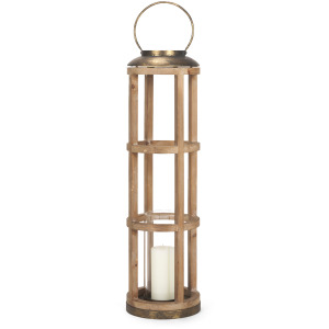 Andy I Large Natural Wood Cylindrical Lantern
