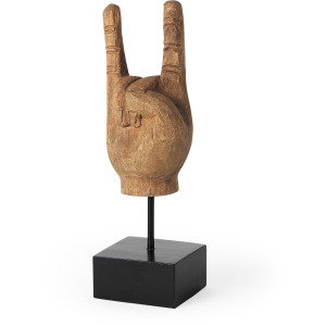 Saxum 4L x 4W Natural Wooden Carved Hang Loose Hand