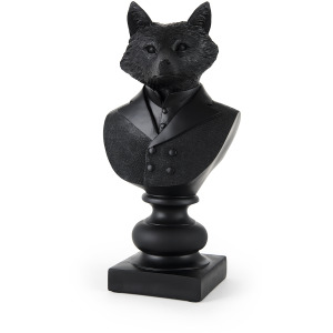 Murray 13H Black Painted Resin Fox in a Suit Bust