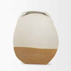Vania Short Off White w/ Tan Textured Ceramic Vase