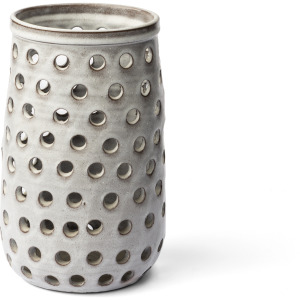 Canasta Small Rustic White Ceramic Cylindrical Vase