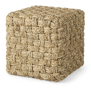Adele 17.7L x 17.7W x 17.7H Medium Brown Seagrass Woven Square Pouf