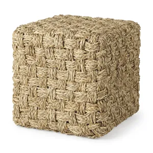 Adele 17.7L x 17.7W x 17.7H Medium Brown Seagrass Woven Square Pouf