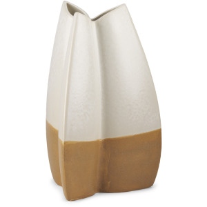 Vania Large Off White w/ Tan Textured Ceramic Vase