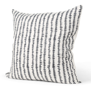Jenna Cream w/ Black Print Linen Square Decorative Pillow Cover