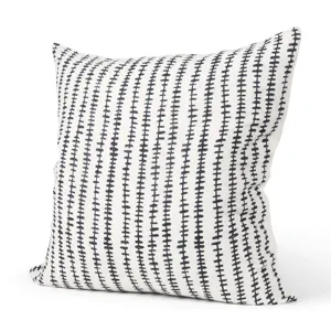 Jenna Cream w/ Black Print Linen Square Decorative Pillow Cover