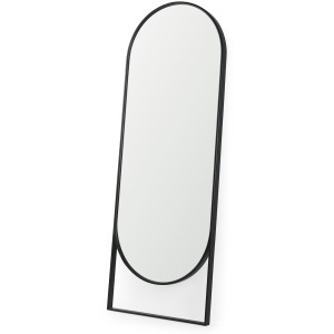 Sadie Black Metal Rounded Arch Floor Mirror