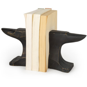 Anvilia Black w/Gold Accents Anvil Shaped Bookends
