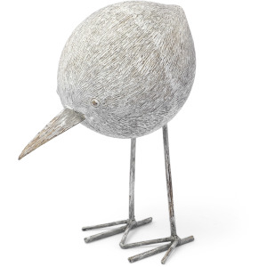 Snipe II Off-White Resin Bird Ornament W/ Metal Feet