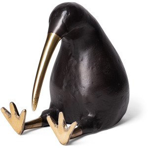 Dodo Kiwi Black Cast Aluminum Mauritian Bird Sculpture