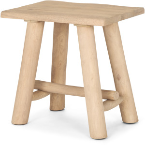 Sekou Light Brown Short Wooden Craftsman Stool