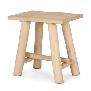 Sekou Light Brown Short Wooden Craftsman Stool