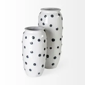 Polka Large White Ceramic Polka Dot Vase