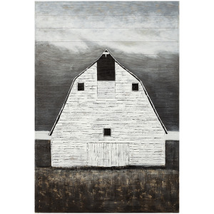 Sawmill Creek 42x62 Farmhouse White Barn Original Hand Painted on Wood Oil Painting