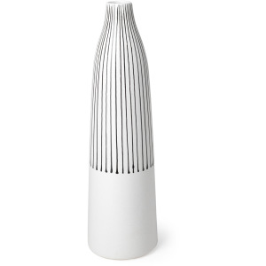 Kira I Small White Pinstripe Ceramic Vase
