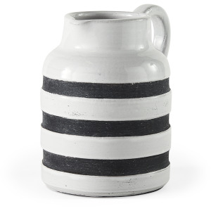 Harmon I Small White w/ Charcoal Stripes Ceramic Jug