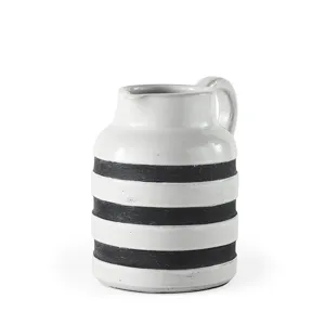 Harmon I Small White w/ Charcoal Stripes Ceramic Jug