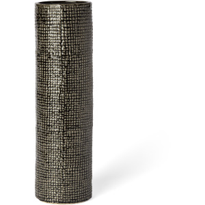 Kona III Large Black/Gold Cylindrical Ceramic Vase