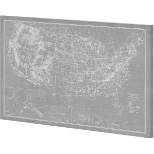Explorer - USA Map - Graphite by Vintage Collection a Hand Embellished Textured Canvas