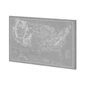 Explorer - USA Map - Graphite by Vintage Collection a Hand Embellished Textured Canvas