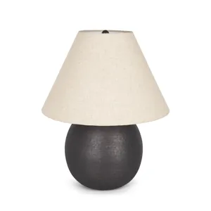 Sadiyah Black Brushed Metal w/ Beige Shade Table Lamp