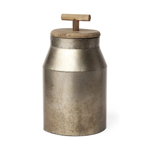 Oliphant II Large Gray Metal Decorative Milk Container