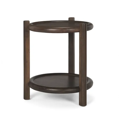 Romi Dark Brown Wood w/ Bottom Shelf Round Accent Table