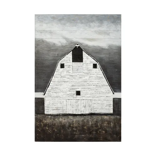Sawmill Creek 42x62 Farmhouse White Barn Original Hand Painted on Wood Oil Painting