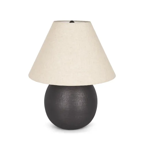 Sadiyah Black Brushed Metal w/ Beige Shade Table Lamp