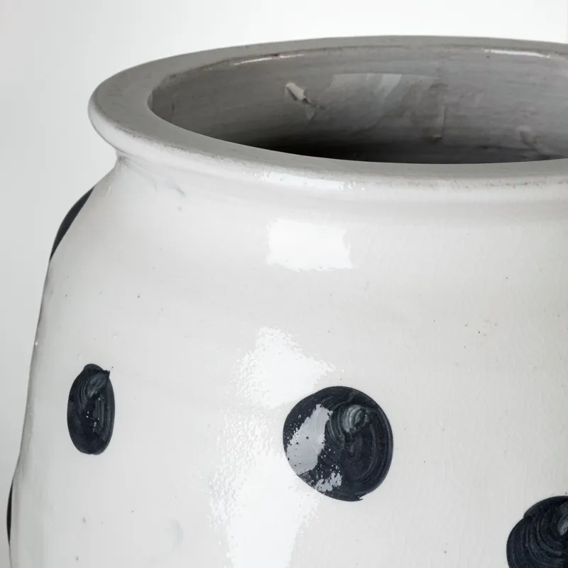 Polka Large White Ceramic Polka Dot Vase
