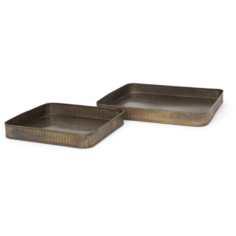Varun Square Antiqued Brass Metal Tray